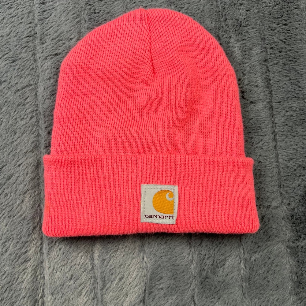 Carhartt Kids Neon Pink Acrylic Watch Hat Beanie AH8905 Made in USA OSFM